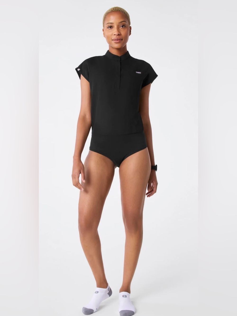 NWT FIGS Women’s Rafaela Black Thong Scrub Bodysuit - Size XXS